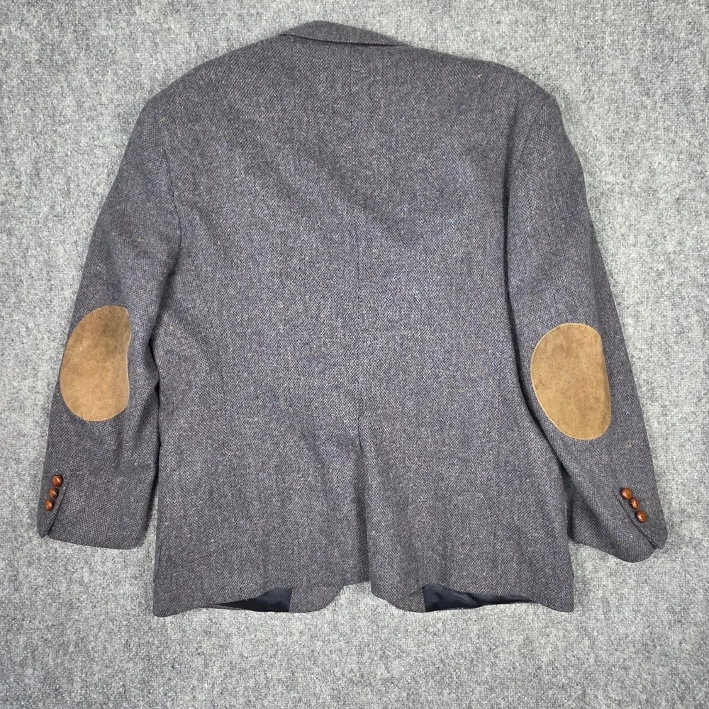 Stafford Blazer Mens 48R Grey‎ Lambswool Donegal Flecked Tweed Elbow Patches USA